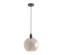 Bellamy Smoked Glass Globe Matte Black Single Ceiling Pendant Light ValueLights Grey One Size