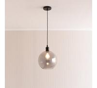 Bellamy Smoked Glass Globe Matte Black Single Ceiling Pendant Light with Bulb ValueLights Grey One Size
