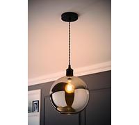 Bellamy Smoked Glass Globe Matte Black Single Ceiling Pendant Light with Bulb ValueLights Grey One Size