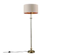 MiniSun | Antique Brass Sconce Floor Lamp with a Beige/Gold Drum Shade | Floor Lamps & Torchieres, Home Décor & Improvement Essential | Includes 6W LED Bulb [3000K Warm White]