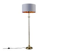 Valuelights Belmont Traditional Style Antique Brass Sconce Floor Lamp With Grey/gold Drum Shade - Includes 6W Led Bulb 3000K