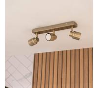 3 Way Bar Ceiling Spotlight Adjustable GU10 IP44 Rated Bathroom Lamp Spot Light - Antique Brass