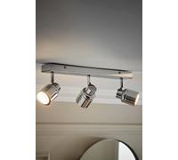 Valuelights Benton Adjustable Spotlight Ip44 Rated Bathroom 3 Bar Ceiling Light In Silver Silver