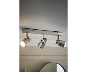 Valuelights Benton Adjustable Spotlight Ip44 Rated Bathroom 3 Bar Ceiling Light In Silver Silver