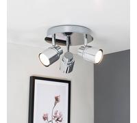 MiniSun | Modern Polished Chrome 3 Way Round Plate Ceiling Spotlight | Ceiling Spots, Home Décor & Improvement Essential