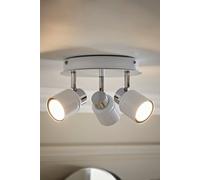 MiniSun | Modern Gloss White Adjustable 3 Way Round Plate Ceiling Spotlight | Ceiling Spots, Home Décor & Improvement Essential | Mains Wired