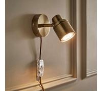 MiniSun | Antique Brass Single Spotlight Adjustable GU10 Plug-in Wall Light | Wall Spotlights, Home Décor & Improvement Essential | Mains Wired