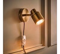 Valuelights Benton Antique Brass Plug In Wall Spotlight And Bulb