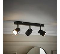 Valuelights Benton Black 3 Way Bar Ip44 Bathroom Ceiling Spotlight