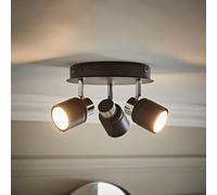 Valuelights Benton Black 3 Way Round Ip44 Bathroom Ceiling Spotlight