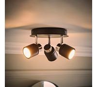 Valuelights Benton Black 3 Way Round Ip44 Bathroom Ceiling Spotlight And Warm Bulbs