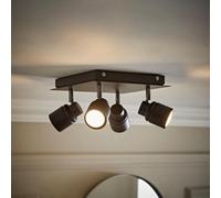 Valuelights Benton Black 4 Way Square Ip44 Bathroom Ceiling Spotlight