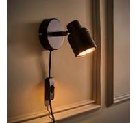 Valuelights Benton Black Plug In Wall Spotlight And Bulb