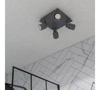 Benton Spot IP44 Square 4 Way Flush Ceiling Light with Cool LED Bulbs ValueLights Grey One Size