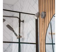 Valuelights Benton Grey Single Ip44 Bathroom Wall Spotlight And Warm Bulb