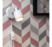 MiniSun | Modern White and Chrome Single Adjustable Wall Spotlight | Wall Spotlights, Home Décor & Improvement Essential | Set of 2 | Includes Bulb [3000K Warm White]