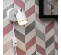 Valuelights Benton Pair Of White & Chrome Plug In Wall Spotlights