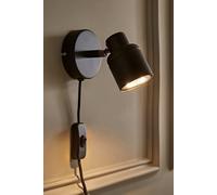 MiniSun | Matt Black Single Spotlight Adjustable GU10 Plug-in Wall Light | Wall Spotlights, Home Décor & Improvement Essential | Mains Wired
