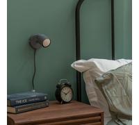 MiniSun | Matt Grey Single Spotlight Adjustable GU10 Plug-in Wall Light | Wall Spotlights, Home Décor & Improvement Essential