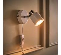 Valuelights Benton White & Chrome Plug In Wall Spotlights And Bulb