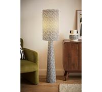 Valuelights Bertie Leopard Print Full Fabric Midi Floor Lamp In Tan Tan