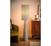 ValueLights Bertie Leopard Print Full Fabric Midi LED Floor Lamp - Size: 131 x 30 x 30cm - Cream - Wilko