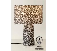 Valuelights Bertie Leopard Print Full Fabric Table Lamp With Led Bulb In Tan Tan