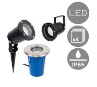 MiniSun | Modern 3 in 1 Ground/Wall/Spike Outdoor Lights in a Black Finish | Outdoor Wall Lights, Home Décor & Improvement Essential | Pack of 4 | IP65 Rated