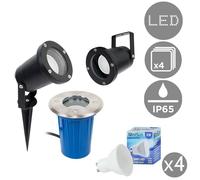 Berwick IP65 Set of 4 Silver Outdoor Light with 5w Bulbs ValueLights Silver One Size