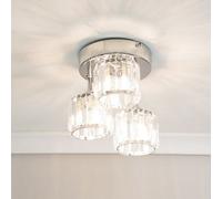 ValueLights | Silver Chrome 3 Way Drop Ceiling Light Fitting with Clear Glass Textured Shades | Pendant Lights, Home Décor & Improvement Essential | Includes Bulb