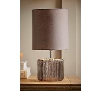 ValueLights | Smoked Glass Base Table Lamp with Grey Fabric Drum Lampshade Living Room Bedside Light | Table Lamps, Home Décor & Improvement Essential