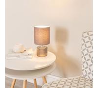 ValueLights Betty Pair Grey Glass Table Lamps with Grey Shades & Bulbs