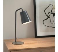 Valuelights Bibi Grey Metal Arched Stem Bedside Table Lamp For Bedroom Office Reading Light - Led Bulb Included