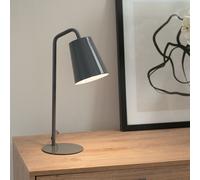 Valuelights Bibi Grey Metal Arched Stem Bedside Table Lamp For Bedroom Office Reading Light - Led Bulb Included