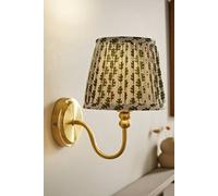 ValueLights Binky Rechargeable Brushed Gold Wall Light with Floral Pleated Shade in Pale Green ValueLights Pale Green