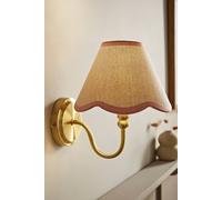 ValueLights Binky Rechargeable Gold Wall Light with Linen Scalloped Lamp Shade in Pale Pink ValueLights Pale Pink