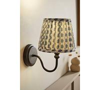 ValueLights Binky Rechargeable Matte Black Wall Light with Floral Pleated Shade in Mid Blue ValueLights Mid Blue