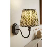 ValueLights Binky Rechargeable Matte Black Wall Light with Floral Pleated Shade in Pale Green ValueLights Pale Green