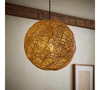 ValueLights Bjorn Cream Rattan Wicker Medium Pendant Shade - Size: 30 x 30 x 30cm - Wilko