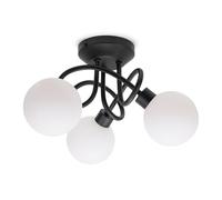 ValueLights | Black 3 Way Flush Ceiling Light Fitting with White Frosted Glass Lampshades | Close-to-Ceiling Lights, Home Décor & Improvement Essential | Includes Bulb