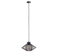 Valuelights Retro Matt Black Ceiling Pendant Light Fitting With Black Geometric Wire Shade