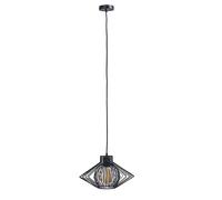 Valuelights Retro Matt Black Ceiling Pendant Light Fitting With Black Geometric Wire Shade