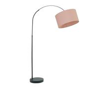 ValueLights | Black Metal Arched Stem Curved Arm Floor Lamp with Blush Pink Drum Shade for Living Room Lounge | Floor Lamps, Home Décor & Improvement Essential