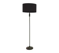 ValueLights | Black Metal Candlestick Floor Lamp with Black Fabric Drum Shade Living Room Light | Floor Lamps, Home Décor & Improvement Essential | Included LED Bulb