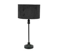 ValueLights | Black Metal Candlestick Table Lamp with Black Velvet Drum Shade Bedside Light | Table Lamps, Home Décor & Improvement Essential | Included LED Bulb