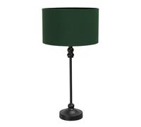ValueLights | Black Metal Candlestick Table Lamp with Forest Green Fabric Drum Shade Bedside Light | Table Lamps, Home Décor & Improvement Essential | Included LED Bulb
