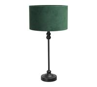 Maggie Black Metal Candlestick Slim Table Lamp with Velvet Drum Lamp Shade ValueLights Bottle Green One Size