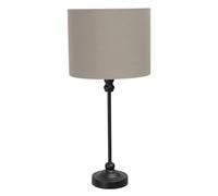 ValueLights | Black Metal Candlestick Table Lamp with Grey/Chrome Drum Shade Bedside Light | Table Lamps, Home Décor & Improvement Essential | Included LED Bulb