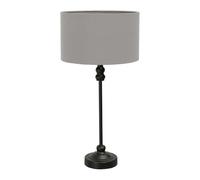 Maggie Black Metal Candlestick Slim Table Lamp with Fabric Drum Lamp Shade ValueLights Grey One Size