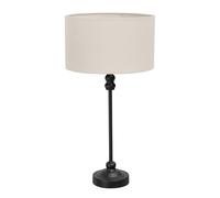 Maggie Black Metal Candlestick Table Lamp with Fabric Drum Shade and LED Bulb ValueLights White One Size